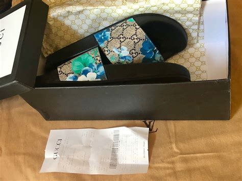 gucci blue flower slides|gucci floral slides size 8.